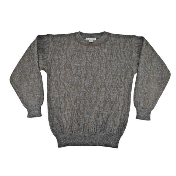 Vintage Unionbay Abstract Knit Sweater Men’s M Gray Brown Taiwan 90s Pullover - Picture 1 of 4